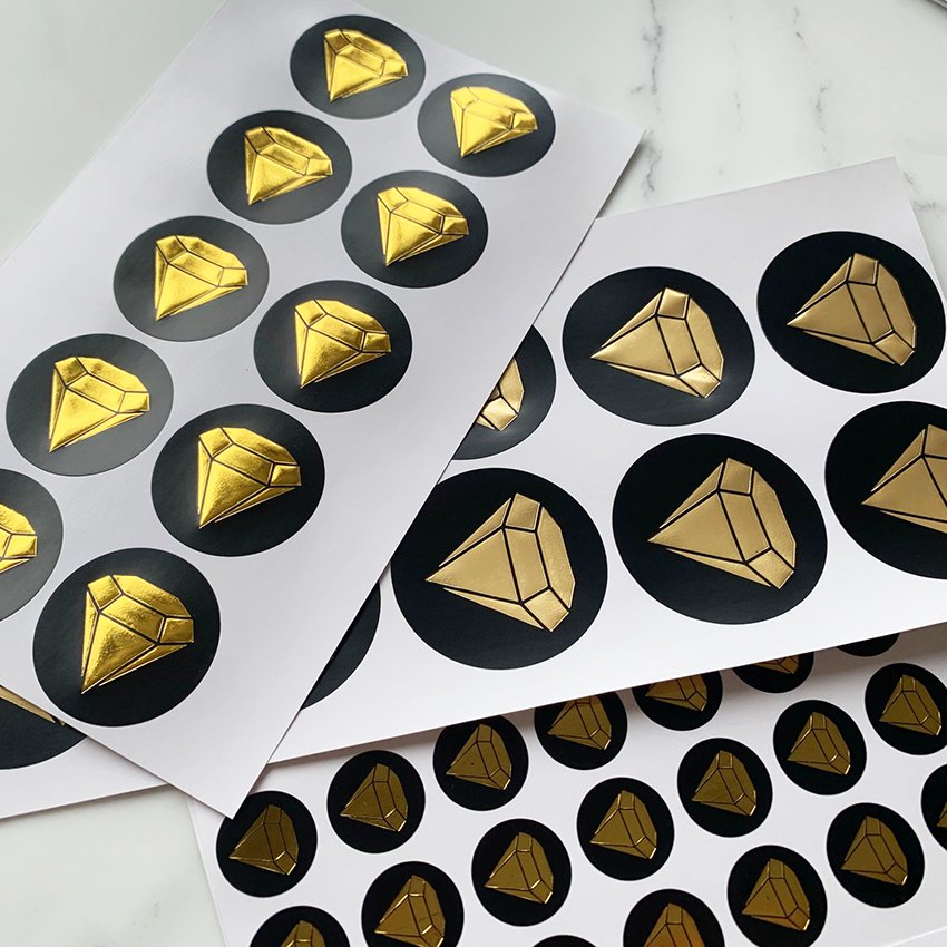 Holographic Envelope Sealing Adhesive Vinyl Custom Sticker Label Logo Emboss 3D Diamond Design