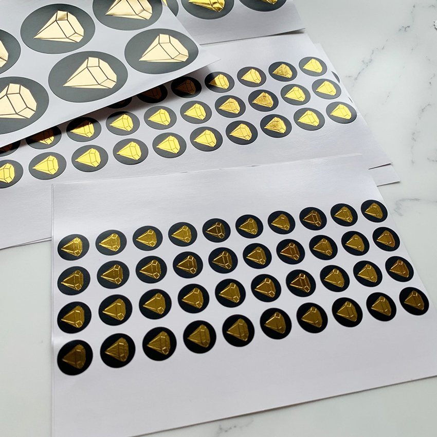 Holographic Envelope Sealing Adhesive Vinyl Custom Sticker Label Logo Emboss 3D Diamond Design