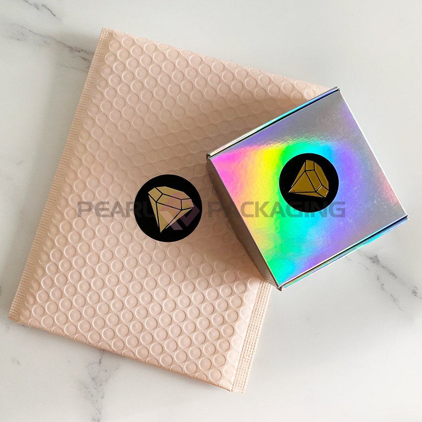 Holographic Envelope Sealing Adhesive Vinyl Custom Sticker Label Logo Emboss 3D Diamond Design
