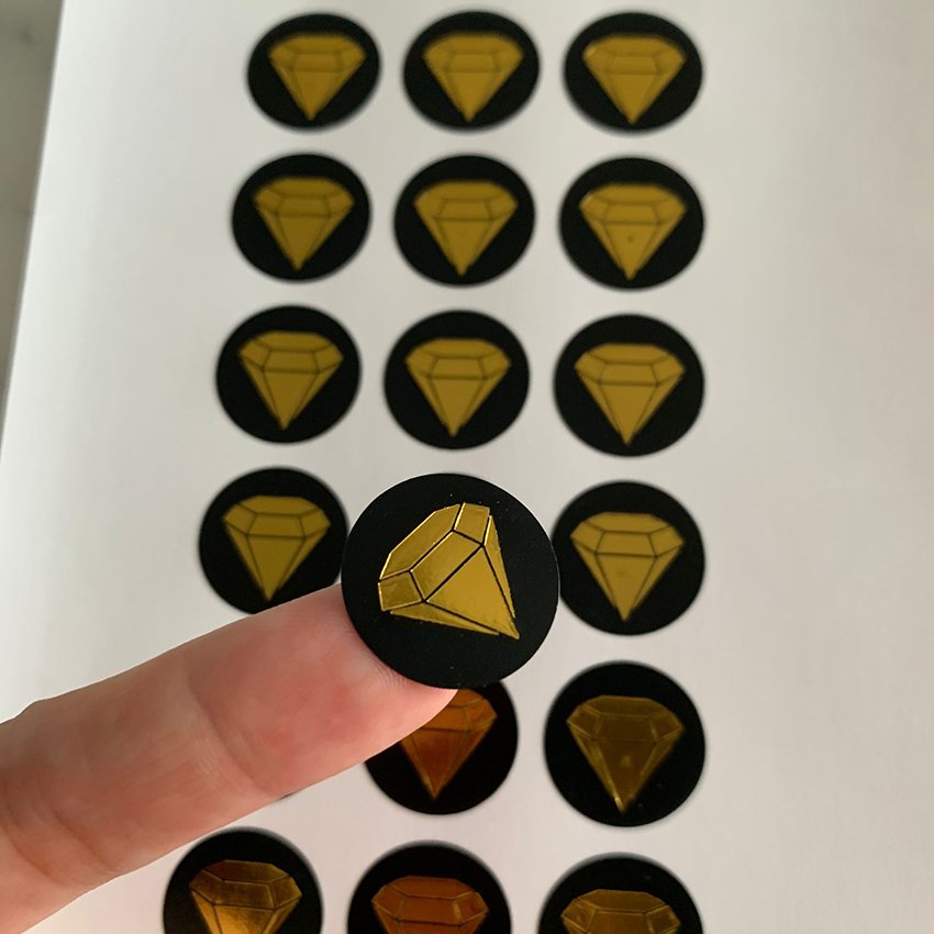Holographic Envelope Sealing Adhesive Vinyl Custom Sticker Label Logo Emboss 3D Diamond Design
