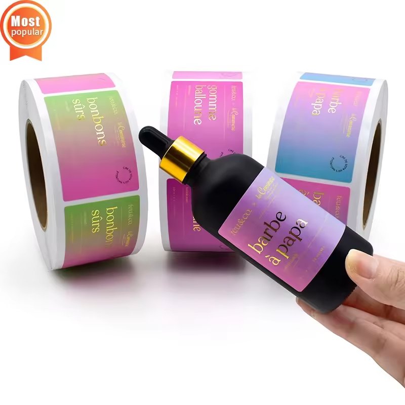 Waterproof Custom Adhesive Vinyl Circle Label Sticker Digital Printing on Offset Duplex Board Newsprint Paper