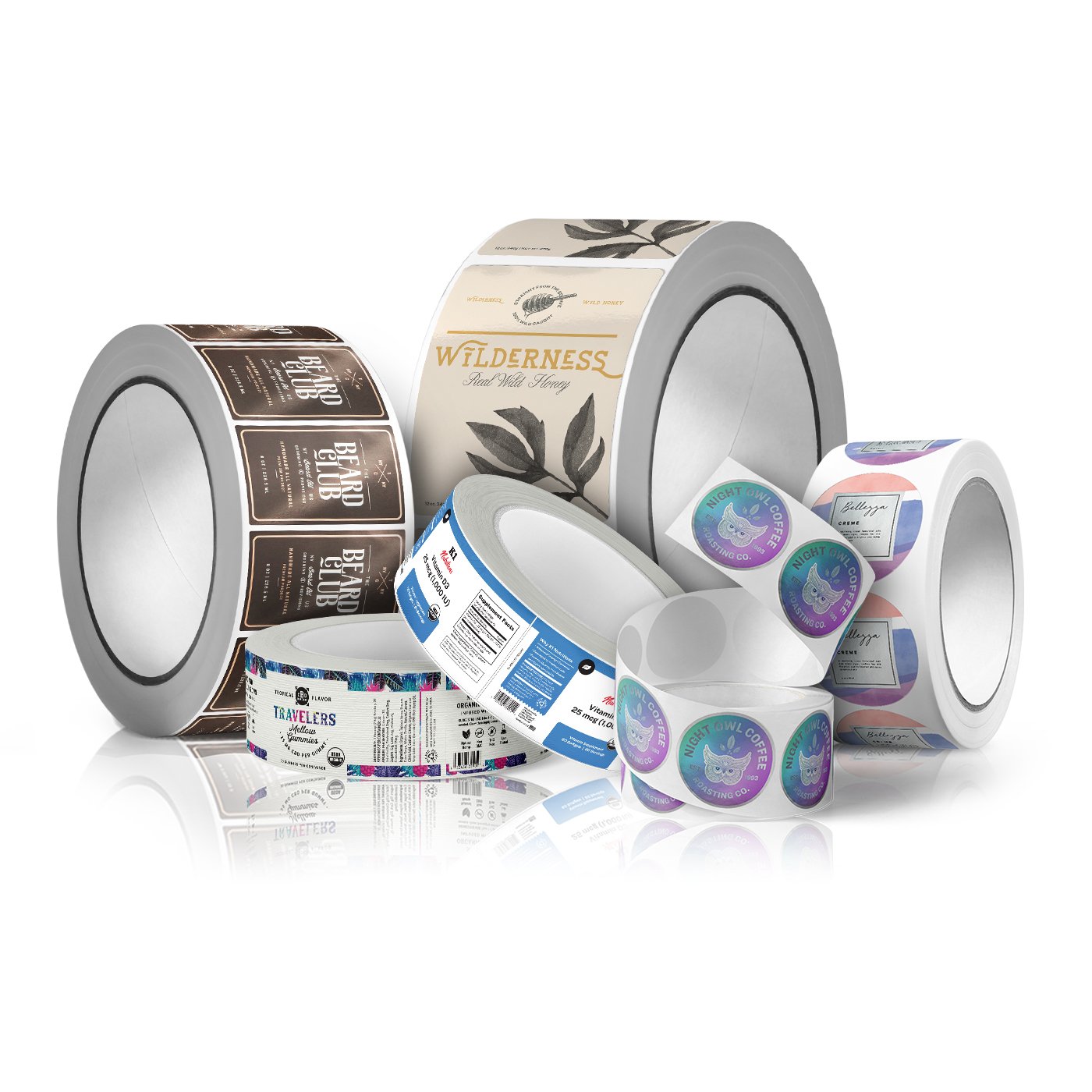Waterproof Custom Adhesive Vinyl Circle Label Sticker Digital Printing on Offset Duplex Board Newsprint Paper