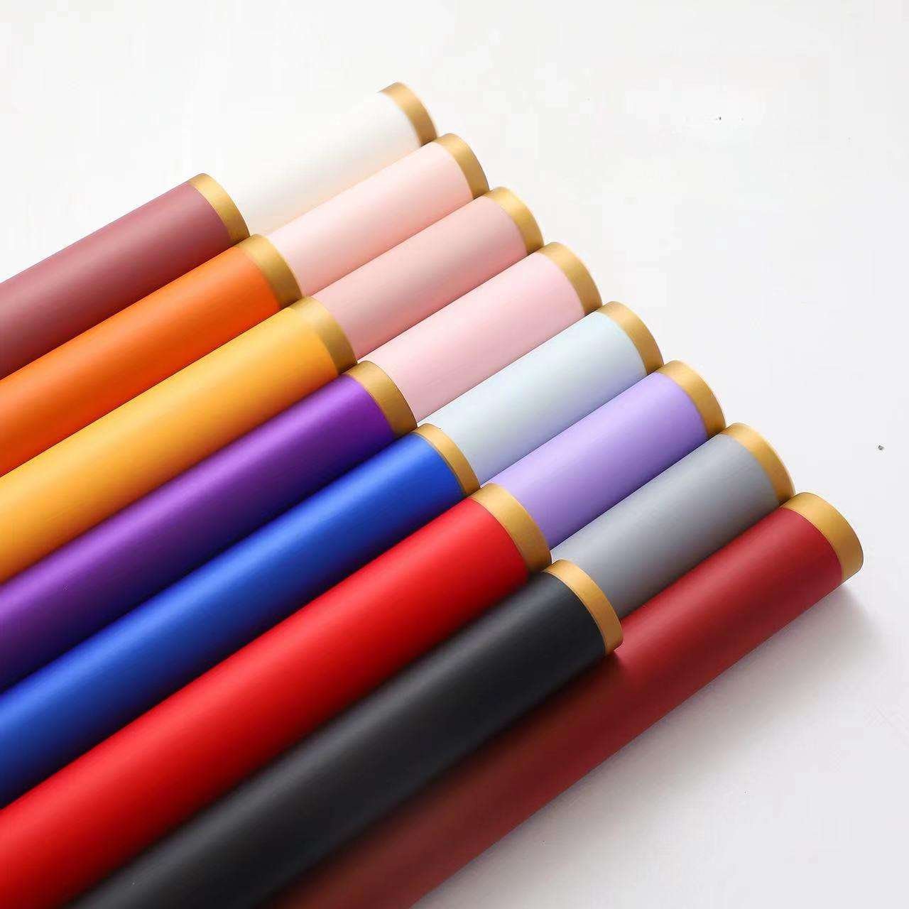 Hot selling Golden Edge Flower Wrapping Paper Waterproof Florist Plastic Flower Wrapping Paper Korean