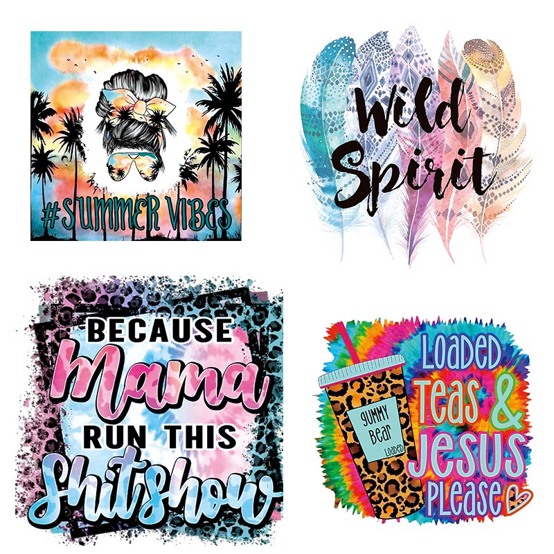 iron on heat transfer designs summer sticker dtf transfer print logo heat press transfer for t-shirts