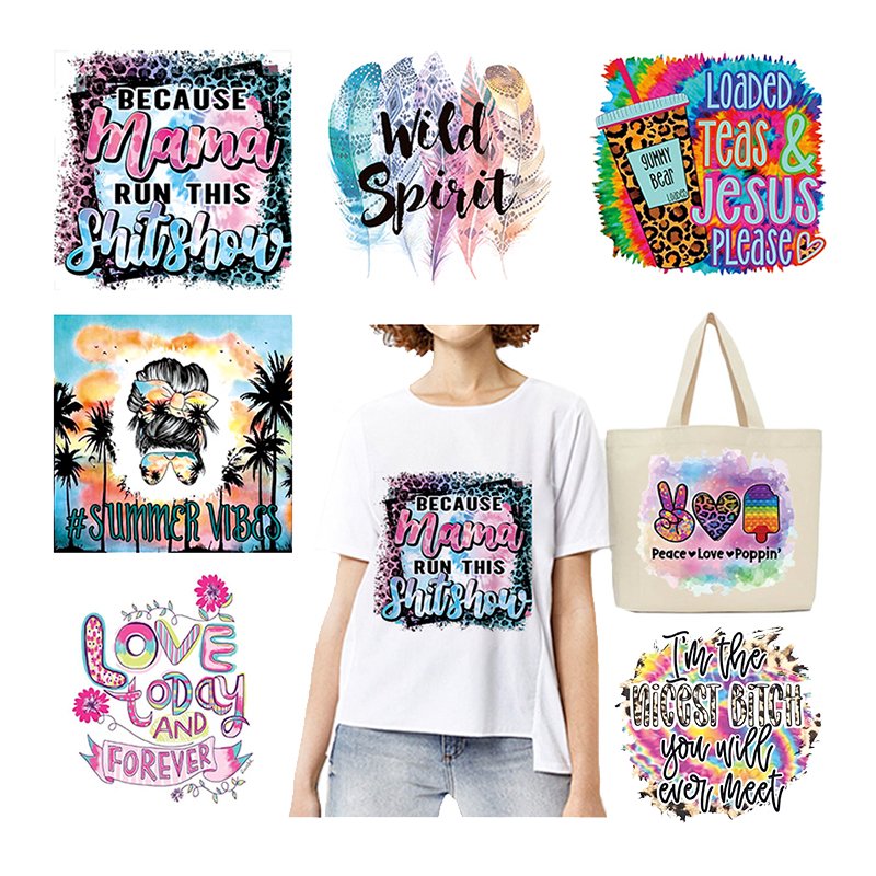 iron on heat transfer designs summer sticker dtf transfer print logo heat press transfer for t-shirts