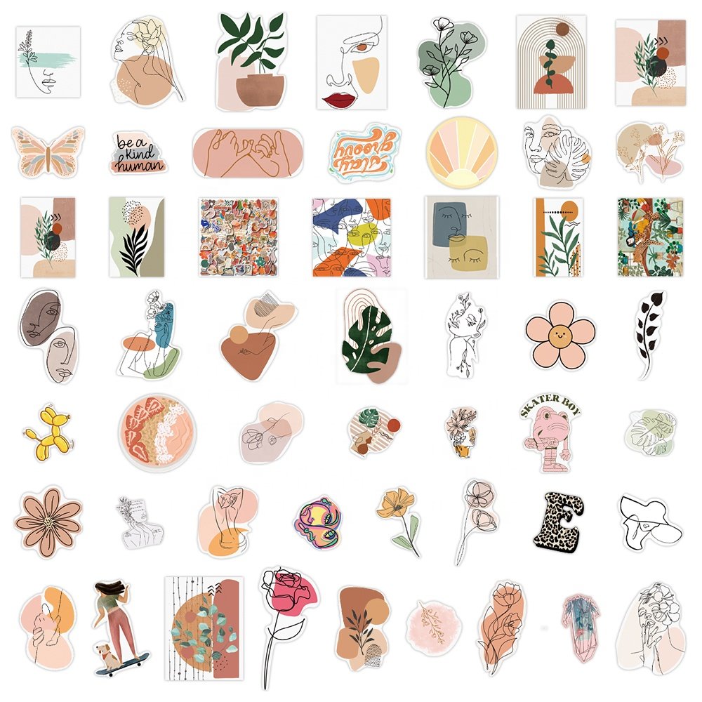 50PCS/Pack Bohemian Style Art Sticker Custom Notebook Car Decoration Waterproof Sticker Water Bottle Bohemia Graffiti Sticker