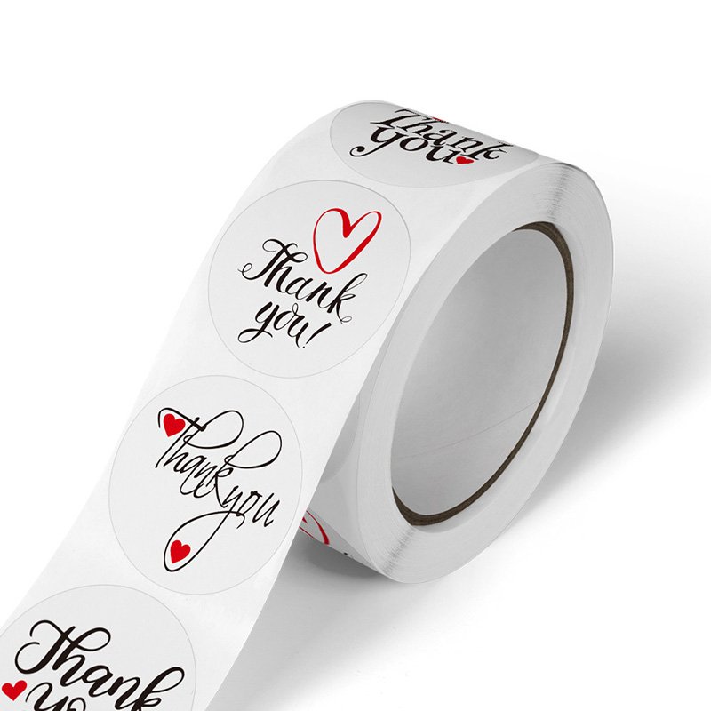 Weatherproof Business Package self adhesive thank you food stickers label for packaging