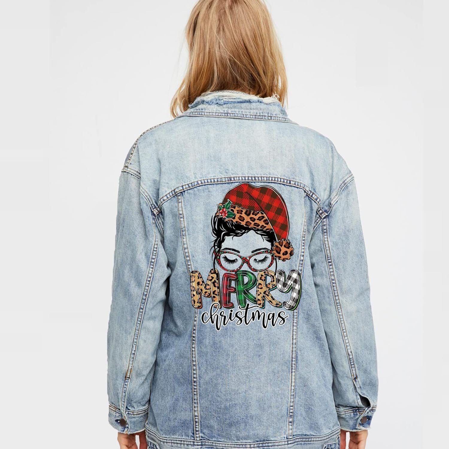 Black Girl Design Heat Transfer Vinyl Stickers for Clothing Xmas Iron on Patches Appliques Cool Girl Xmas Stickers for T-Shirt