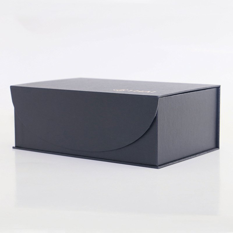 Custom luxury printing matte black packaging magnetic box flip lid gift box