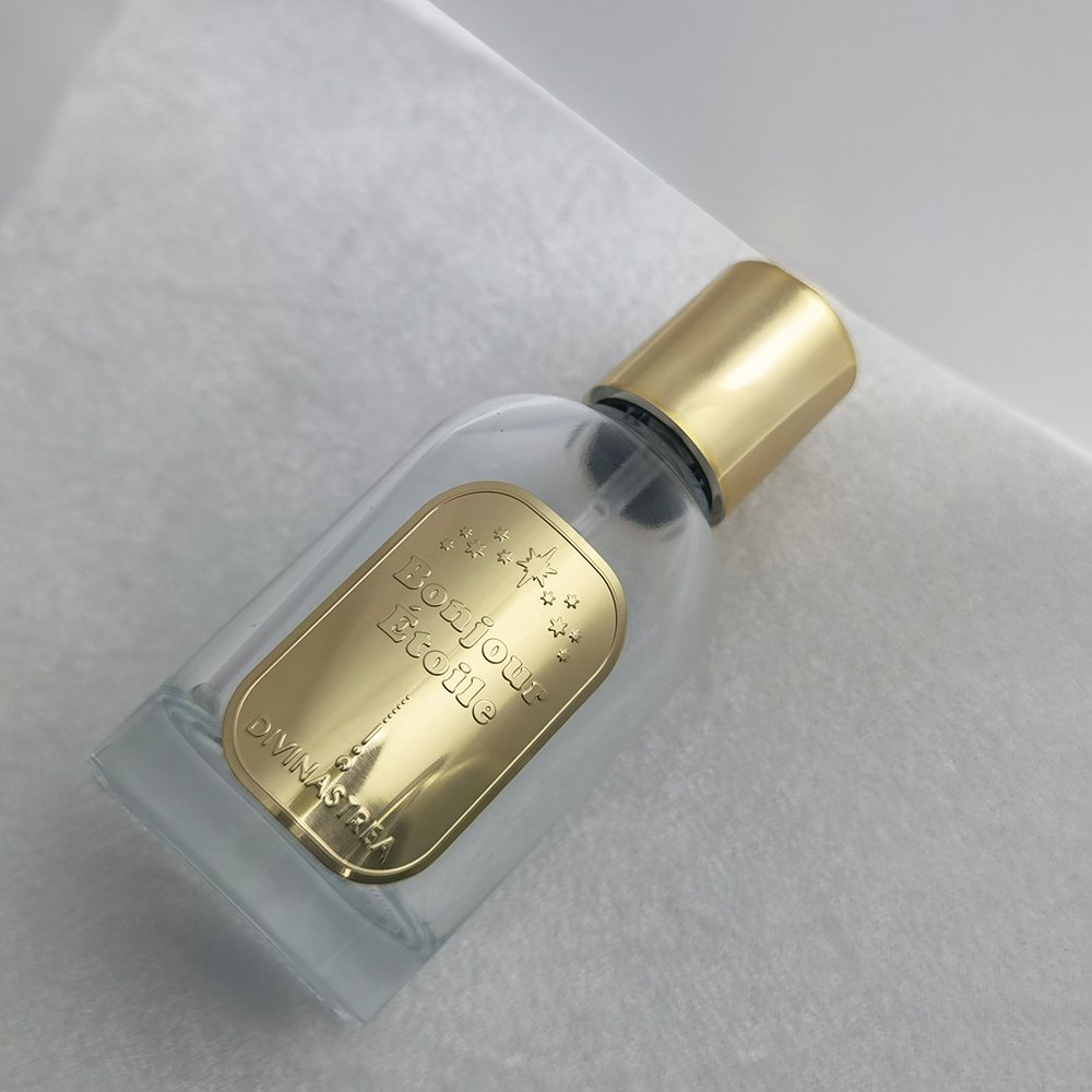 Custom High Quality Aluminum Private Label Custom Logo Embossed Or Engraved Metal Perfume Label