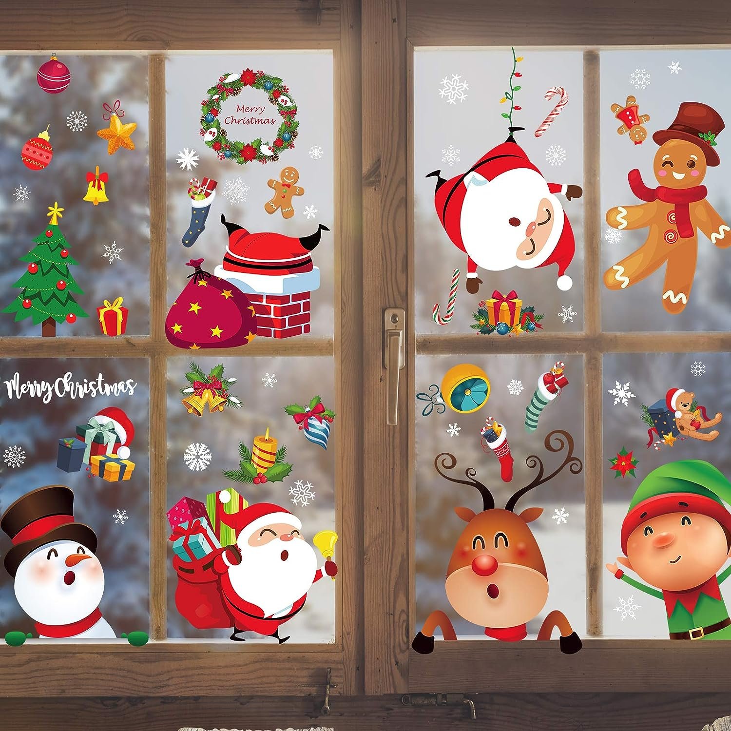 Christmas Window Die Cut Printing Vinyl Window Decal Custom Logo Stickers Packaging Labels