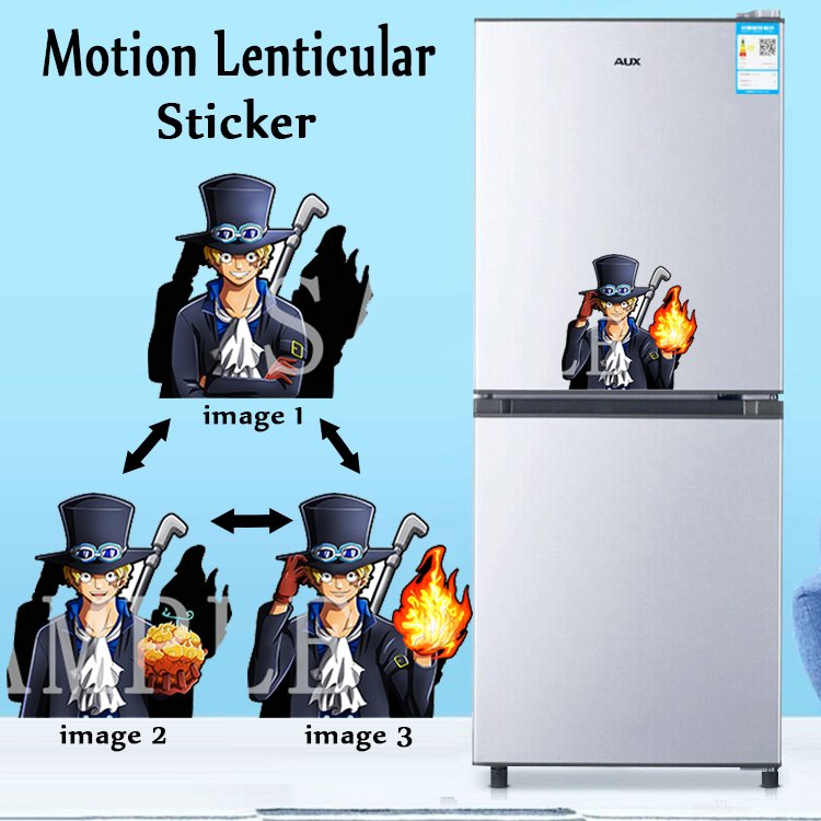 Custom Stickers Manga One Pieced Stickers Anime Changing Flip Decal Lenticular 3D Motion Sticker for Car Refrigerator Laptop