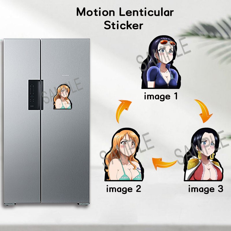 Custom Stickers Manga One Pieced Stickers Anime Changing Flip Decal Lenticular 3D Motion Sticker for Car Refrigerator Laptop