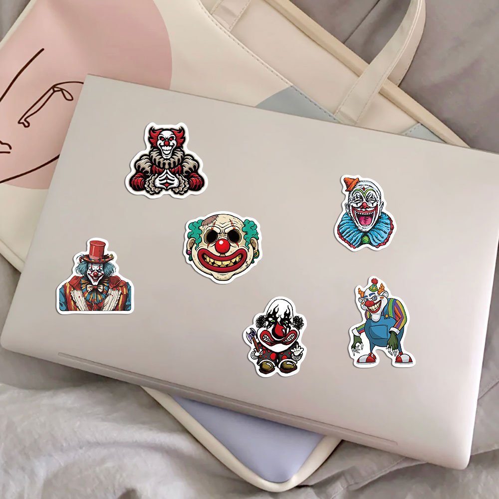 50pcs Horrific Clown Circus Acrobatics Funny Aesthetic Graffiti Decals Diy Scrapbook Water Bottle Diray Decoration Stickers