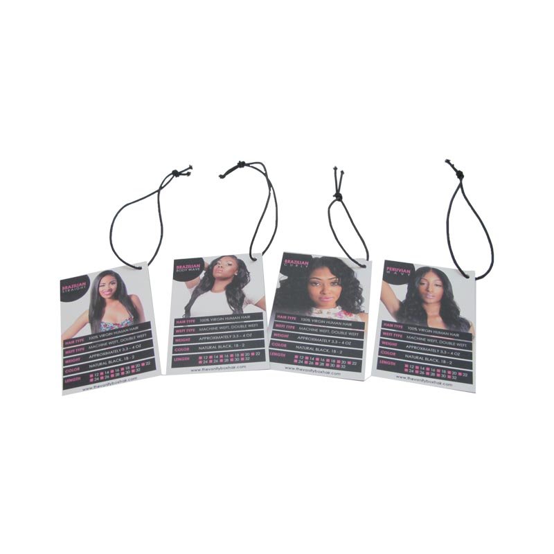 Hair extension custom packaging pillow paper box wrap sticker and tags with pvc window