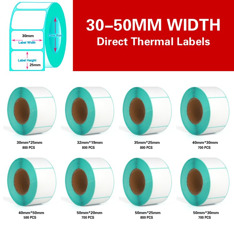 30-50mm width Direct thermal label printing electronic scale barcode adhesive sticker