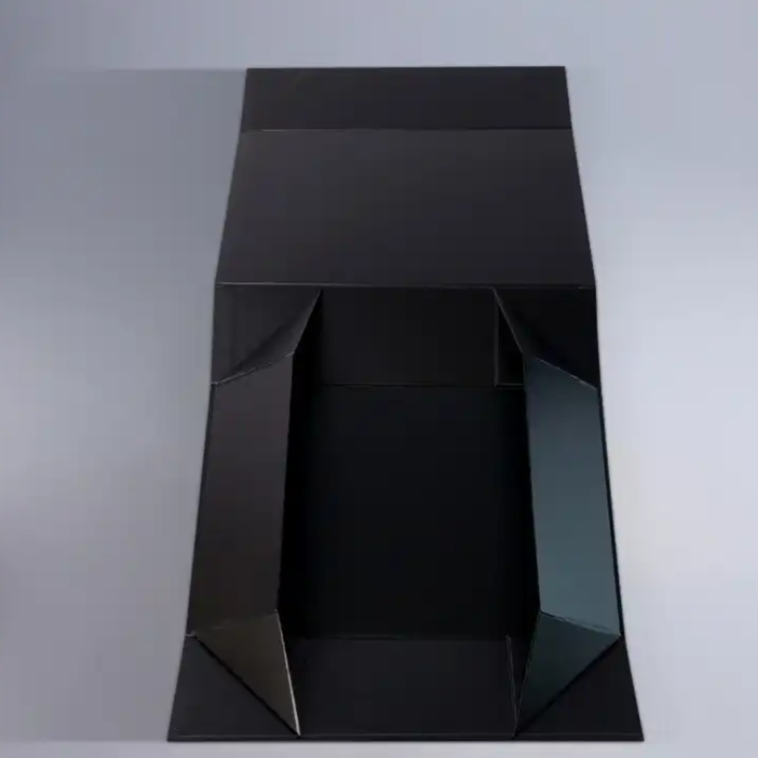 Simple Design Black Minimalist Luxury Logo Cardboard Magnetic Closure Folding Gift Box Packaging Paper Bag Custom Print Logo