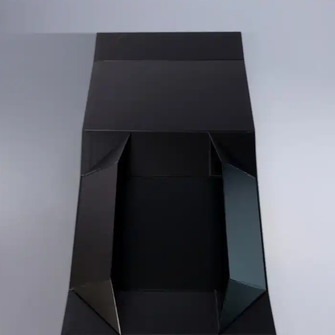 Simple Design Black Minimalist Luxury Logo Cardboard Magnetic Closure Folding Gift Box Packaging Paper Bag Custom Print Logo