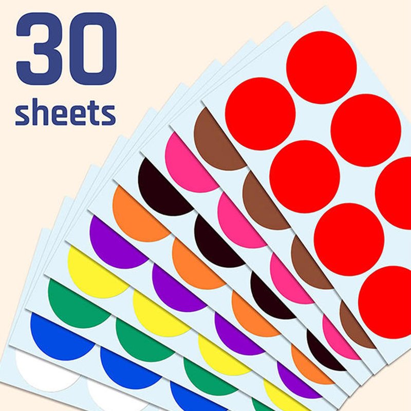 A5 sheet dot stickers written blank circular 19mm sealing label Sign creative decals Stocks for Office,kindergarten,Classroom