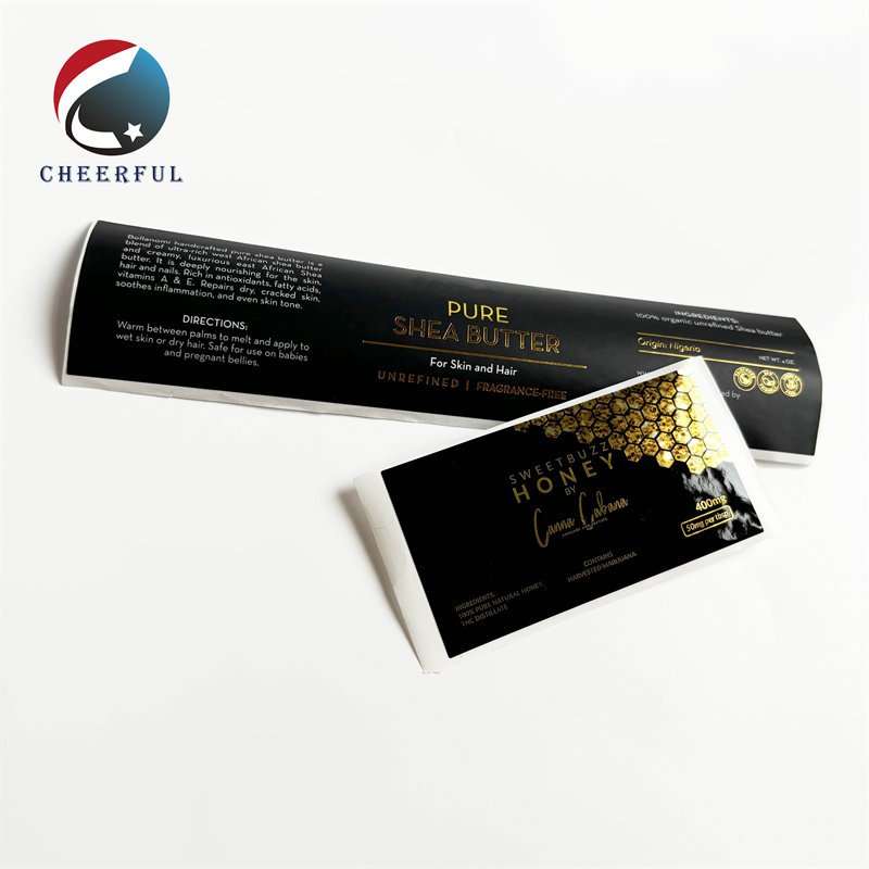 Custom Self Adhesive Private Cosmetic Clear Bottle Sticker Roll Transparent Hot Stamping Gold Foil Logo Sticker Printing Labels