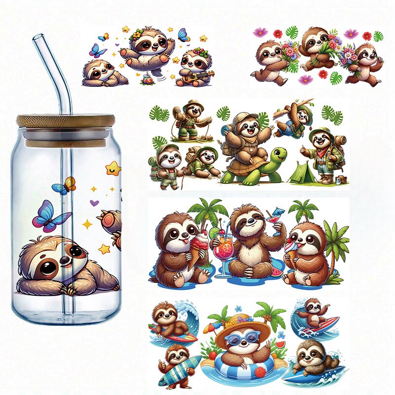 Wholesale Custom uvdtf cup wrap 16 oz cartoon to uv dtf cup wrap cup transfer glass mug coffee mugs uv dtf transfer stickers