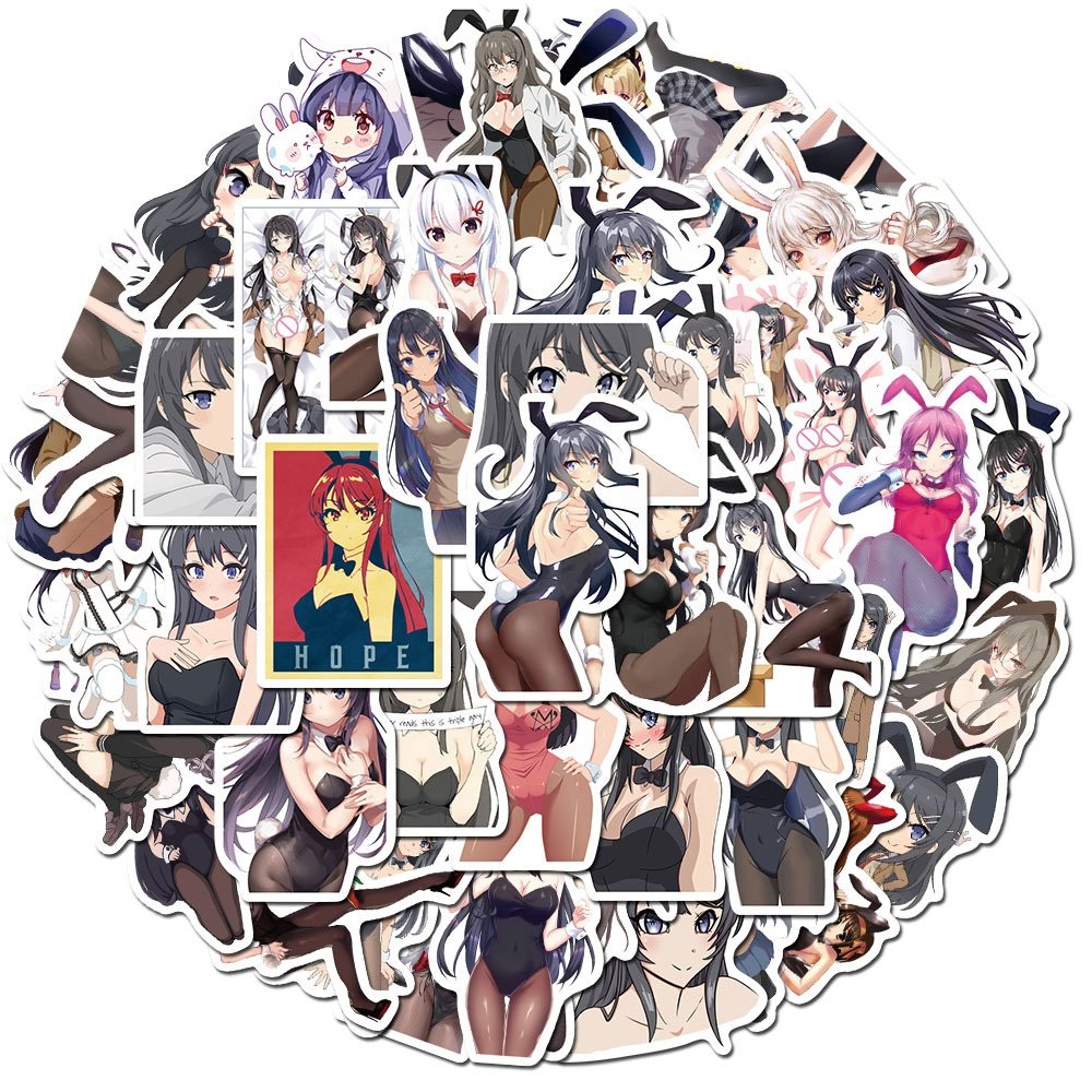 50Pcs Anime Image Sexy Rabbit Girl Graffiti Stickers for Luggage Laptop Guitar Waterproof Stickers