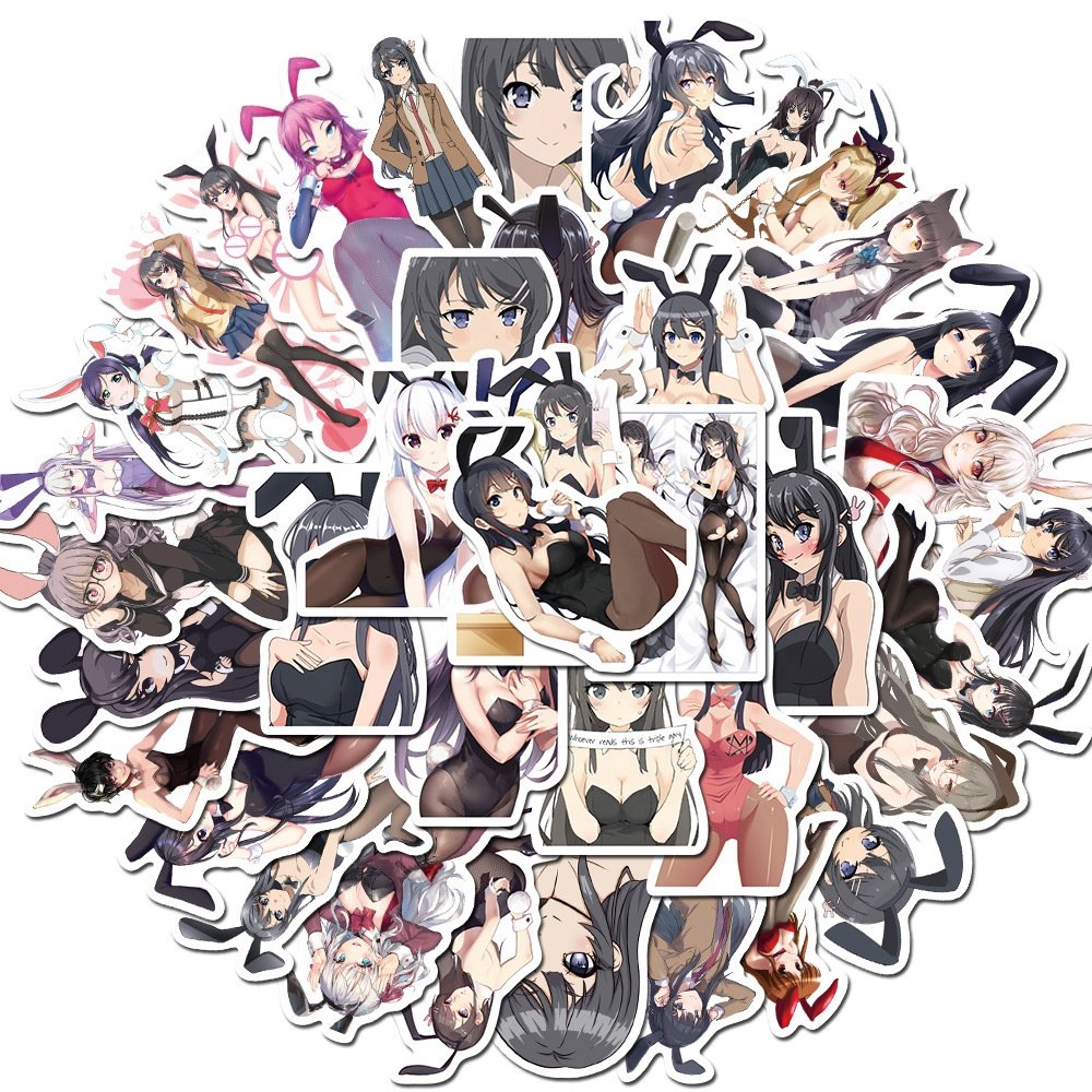 50Pcs Anime Image Sexy Rabbit Girl Graffiti Stickers for Luggage Laptop Guitar Waterproof Stickers