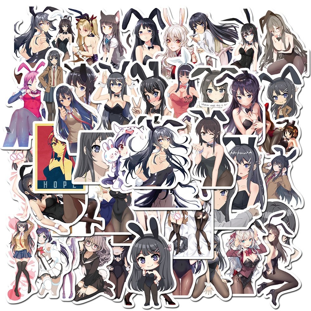 50Pcs Anime Image Sexy Rabbit Girl Graffiti Stickers for Luggage Laptop Guitar Waterproof Stickers