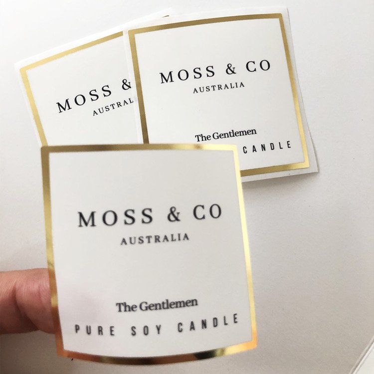 High Quality Adhesive Gold Foil Hot Stamping Vinyl Die Cut Stickers Custom Made