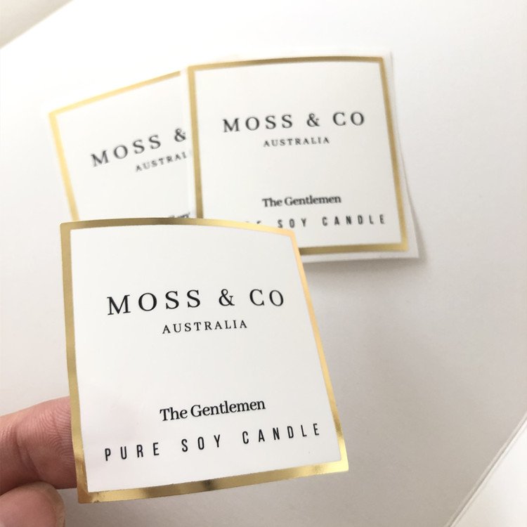 High Quality Adhesive Gold Foil Hot Stamping Vinyl Die Cut Stickers Custom Made