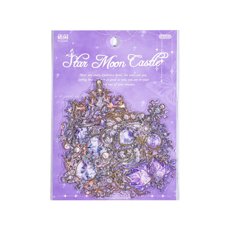 20 stickers per pack, including 4 decorative materials for Starry Moon Castle series shell light gilded gemstone hand curtains