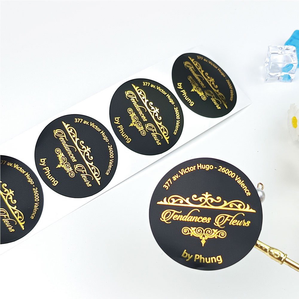 Factory custom logo gold foil luxury sticker printing waterproof vinyl cosmetic stickers