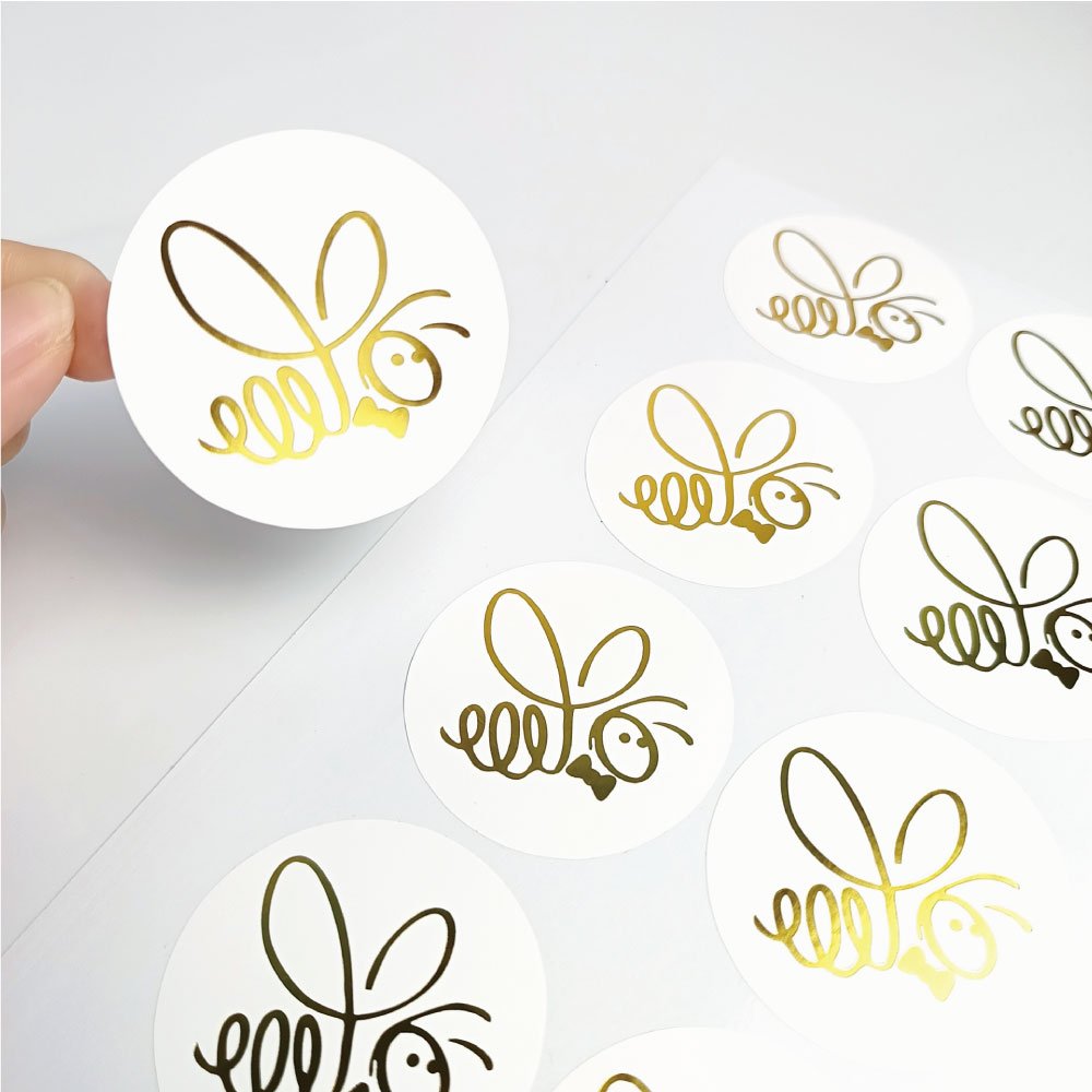 Factory custom logo gold foil luxury sticker printing waterproof vinyl cosmetic stickers