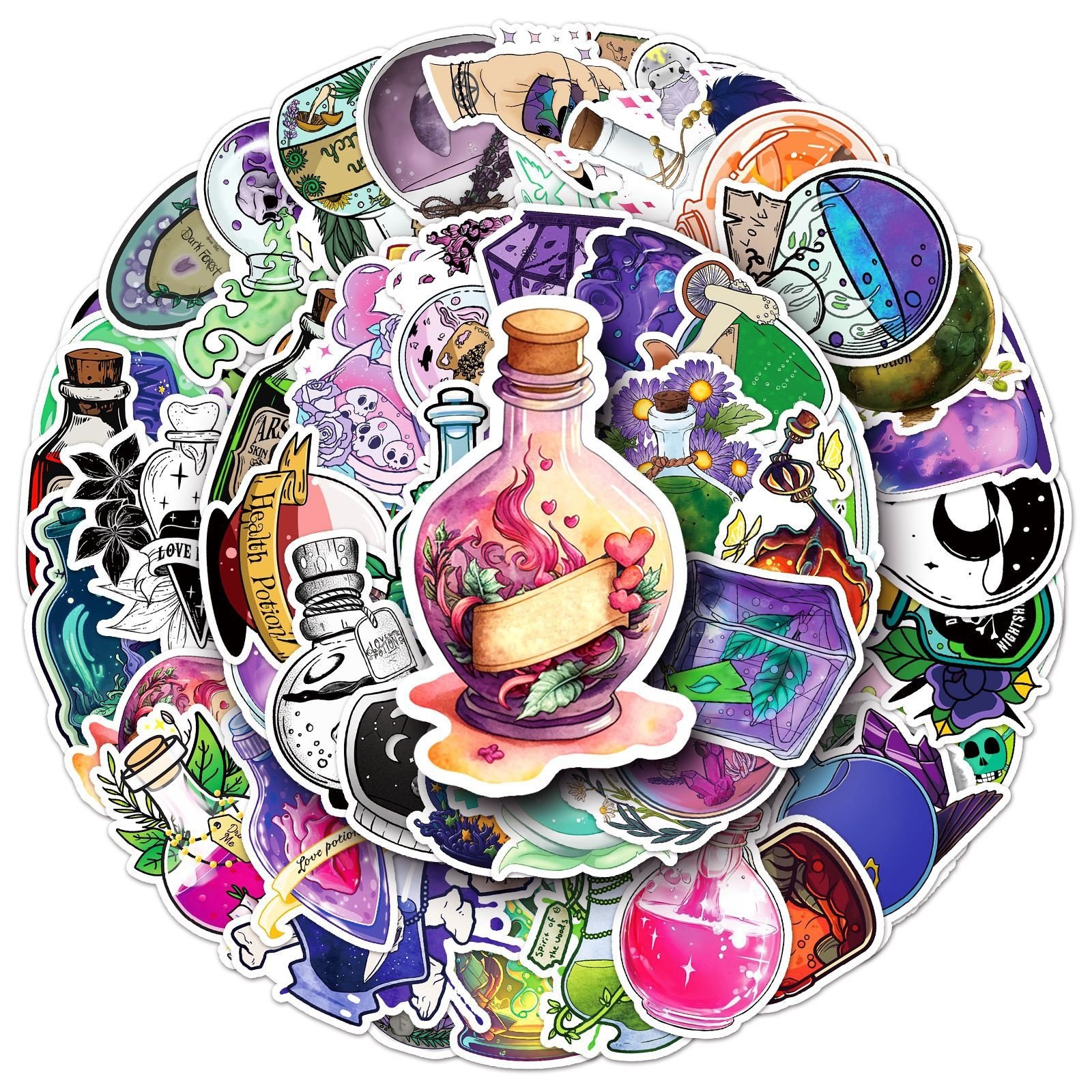 50Pcs Cartoon Magic Potion Sticker For Scrapbook Notebook Diary Laptop Phone Decor Wholesale Gift Decal Custom