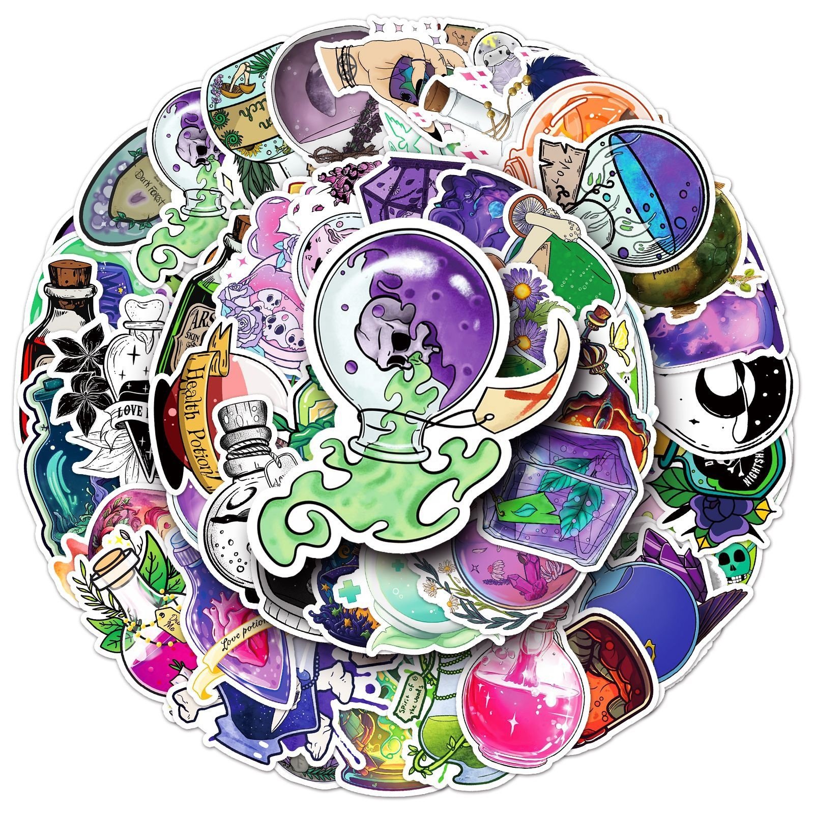 50Pcs Cartoon Magic Potion Sticker For Scrapbook Notebook Diary Laptop Phone Decor Wholesale Gift Decal Custom