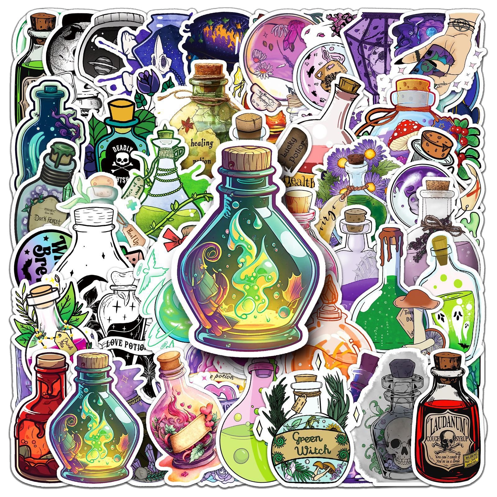 50Pcs Cartoon Magic Potion Sticker For Scrapbook Notebook Diary Laptop Phone Decor Wholesale Gift Decal Custom