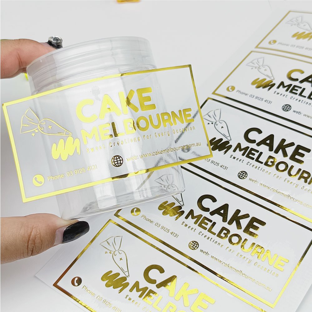 Custom Brand Round Waterproof Transparent Sticker Adhesive Vinyl Plastic Cup Sticker