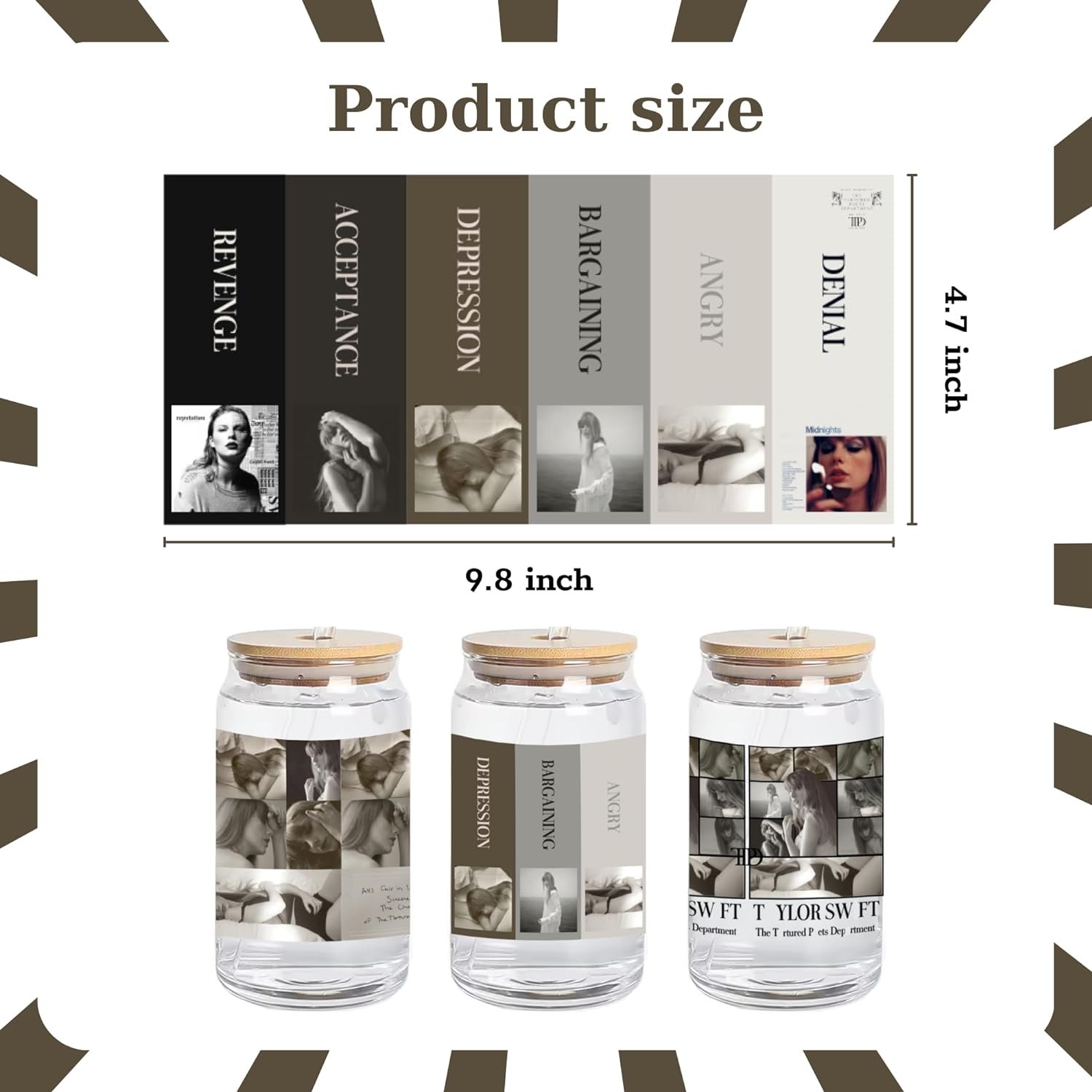 TAYLOR THE ERAS TOUR UV DTF Cup Wrap Transfer for Glass Singer Swiftie Cup Wrap Transfer Sticker for 16OZ Glass Vintage Decor