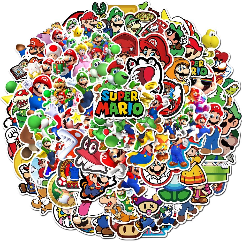 100Pcs Cute Mario brothers Game Graffiti Sticker Vinyl For Skateboard Suitcase Luggage Laptop Bottle Die Cut Kawaii Stickers