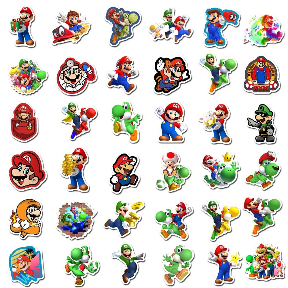 100Pcs Cute Mario brothers Game Graffiti Sticker Vinyl For Skateboard Suitcase Luggage Laptop Bottle Die Cut Kawaii Stickers