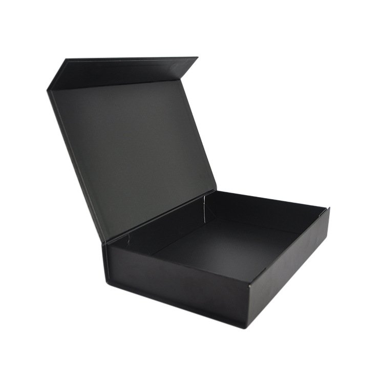 Wholesale Custom Luxury Black Book Shaped Rigid Cardboard Foldable Clamshell Magnetic Gift Packaging Box