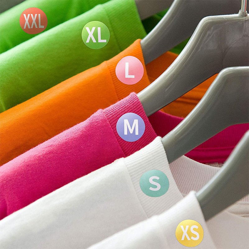 Custom Color Round Printed Shirt Size Label Sticker Clothes Size Stickers For Clothing