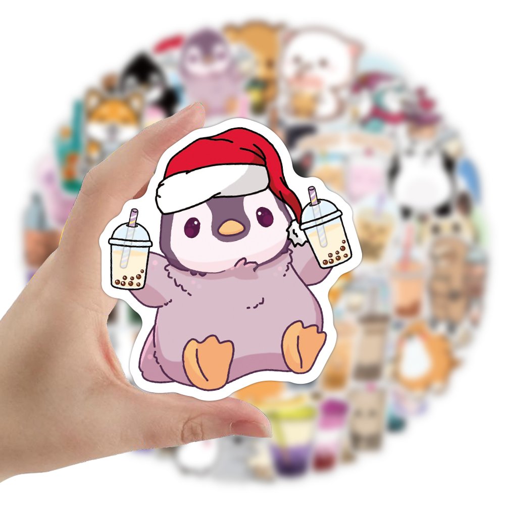 50pcs Cartoon Graffiti Bubble Tea Stickers for Notebook Water Cup Decal Laptop Home Decoration PVC Cute Milky Tea Sticker Custom