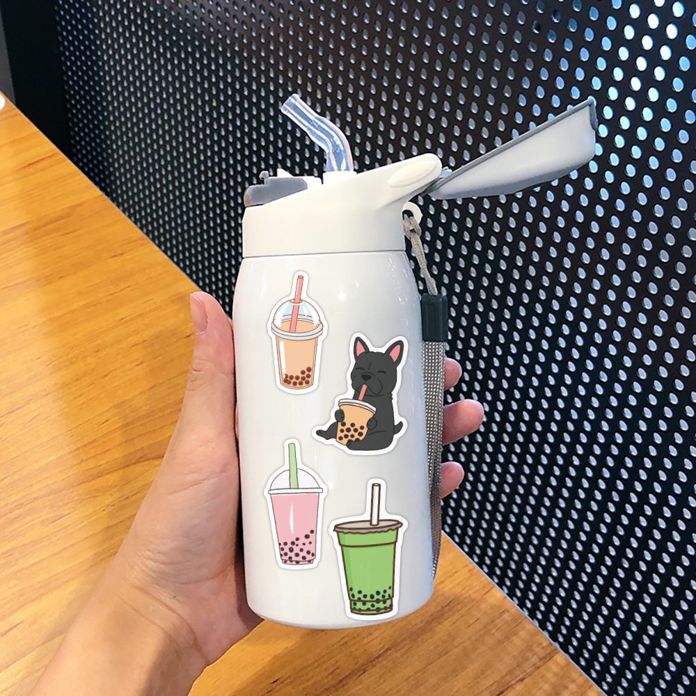 50pcs Cartoon Graffiti Bubble Tea Stickers for Notebook Water Cup Decal Laptop Home Decoration PVC Cute Milky Tea Sticker Custom