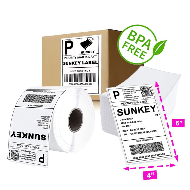 Source Manufacturer custom barcode 60x40mm thermal label sticker roll 58x40mm waterproof thermal label sticker for printer