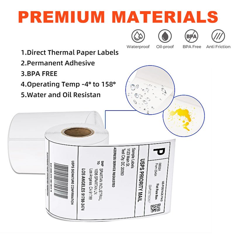 Source Manufacturer custom barcode 60x40mm thermal label sticker roll 58x40mm waterproof thermal label sticker for printer