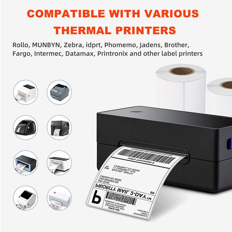 Source Manufacturer custom barcode 60x40mm thermal label sticker roll 58x40mm waterproof thermal label sticker for printer