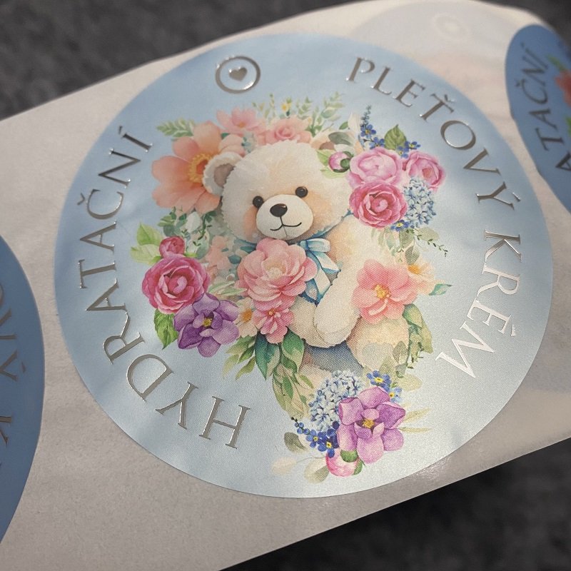 Custom Color Printing Waterproof Adhesive Label Die Cut Silver Hot Stamping Vinyl Sticker Roll
