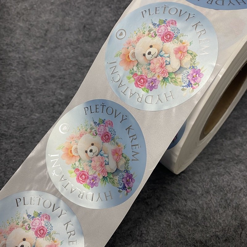 Custom Color Printing Waterproof Adhesive Label Die Cut Silver Hot Stamping Vinyl Sticker Roll
