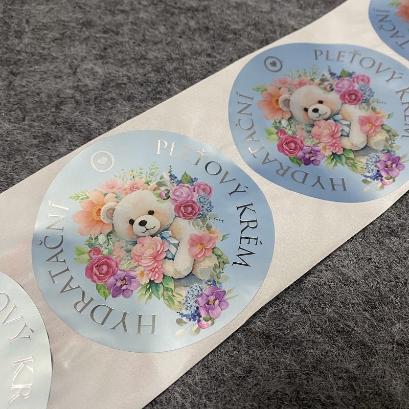 Custom Color Printing Waterproof Adhesive Label Die Cut Silver Hot Stamping Vinyl Sticker Roll
